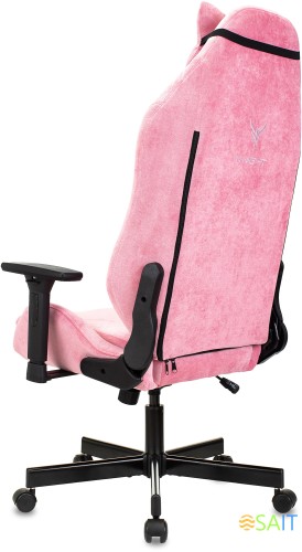 Кресло игровое Knight N1 Fabric розовый Velvet 36 с подголов. крестов. металл