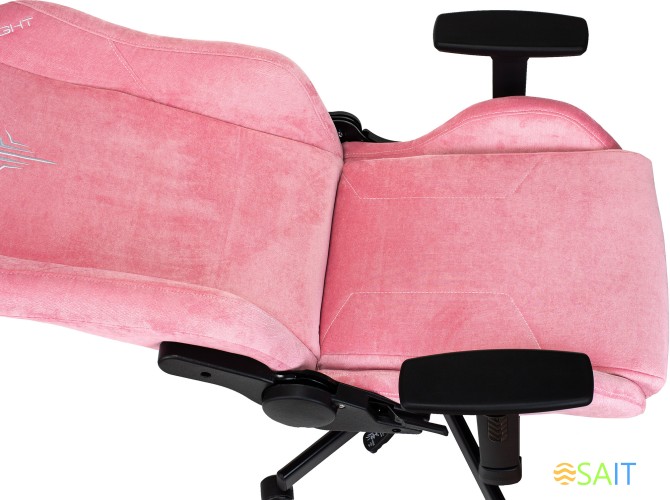 Кресло игровое Knight N1 Fabric розовый Velvet 36 с подголов. крестов. металл