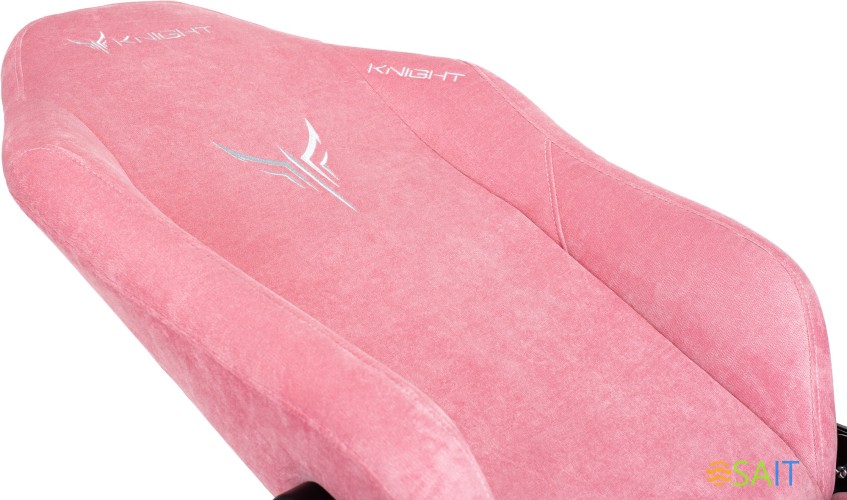 Кресло игровое Knight N1 Fabric розовый Velvet 36 с подголов. крестов. металл