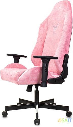 Кресло игровое Knight N1 Fabric розовый Velvet 36 с подголов. крестов. металл