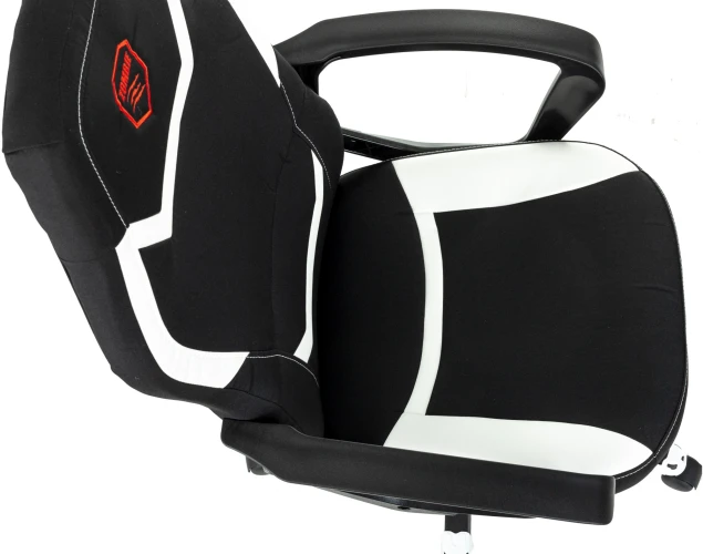 Кресло игровое Zombie 100 черный/белый ткань/эко.кожа крестов. пластик