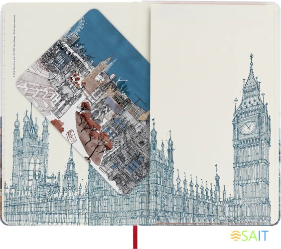 Блокнот Moleskine LIMITED EDITION I AM LONDON LEQP060IAMLO Large 130х210мм 240стр. слоновая кость страницы линейка твердая обложка белый