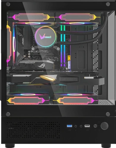 Корпус Formula Crystal Z1CM черный без БП mATX 5x120mm 1xUSB3.0 audio bott PSU