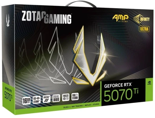 Видеокарта Zotac PCI-E 5.0 RTX 5070TI AMP EXTREME INFINITY ULTRA NVIDIA GeForce RTX 5070TI 16Gb 256bit GDDR7 2572/28000 HDMIx1 DPx3 HDCP Ret