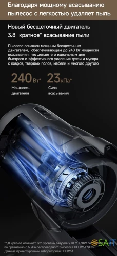 Пылесос ручной Deerma DEM-T30W Station 240Вт серый/черный