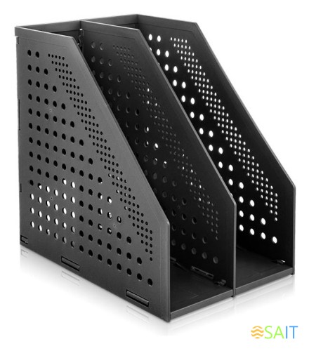 Лоток вертикальный Deli 78999Black 2отд. складной A4 168х255х243мм черный пластик