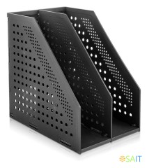 Лоток вертикальный Deli 78999Black 2отд. складной A4 168х255х243мм черный пластик