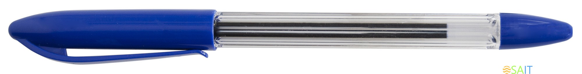 Ручка шариков. Buro прозрачный/синий d=0.7мм син. черн. сменный стержень линия 0.5мм резин. манжета без инд. Маркировки