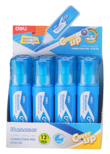 Ручка корректор Deli EH10790 голубой корпус белый 12мл дисплей картонный