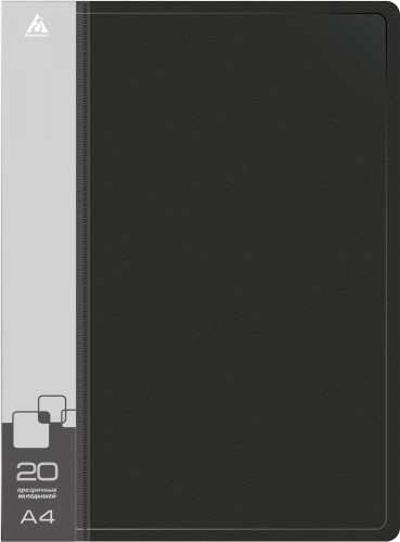 Папка с 20 прозр.вклад. Бюрократ -BPV20BLACK A4 пластик 0.6мм торц.карм с бум. встав черный