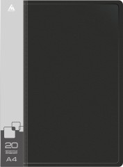 Папка с 20 прозр.вклад. Бюрократ -BPV20BLACK A4 пластик 0.6мм торц.карм с бум. встав черный