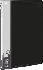 Папка с 20 прозр.вклад. Бюрократ -BPV20BLACK A4 пластик 0.6мм торц.карм с бум. встав черный