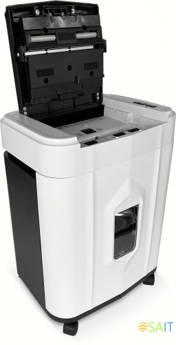 Шредер Heleos АП20-5 белый/черный с автоподачей (секр.P-5) фрагменты 131лист. 20лтр. скрепки скобы пл.карты