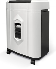 Шредер Heleos АП20-5 белый/черный с автоподачей (секр.P-5) фрагменты 131лист. 20лтр. скрепки скобы пл.карты