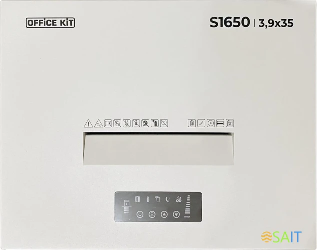 Шредер Office Kit S1650 3,9х35 белый (секр.P-4) фрагменты 35лист. 165лтр. скрепки скобы пл.карты CD