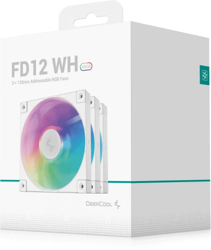 Вентилятор для корпуса Deepcool FD12 120х120x25 белый 4-pin 26.9дБ (упак.:3шт) (R-FD12-WHNPN3-G) Ret