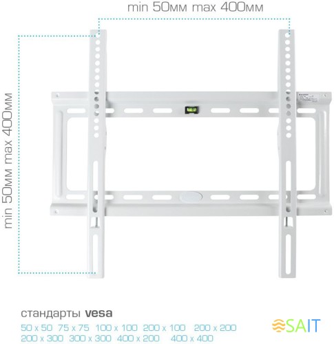 Кронштейн для телевизора Kromax IDEAL-3 белый 22"-65" макс.50кг настенный фиксированный