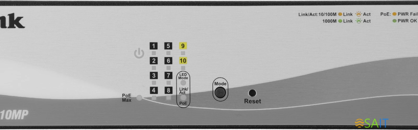 Коммутатор D-Link DGS-1210-10MP/FL (L2) 8x1Гбит/с 2SFP 8PoE+ 130W управляемый