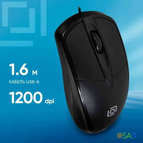 Мышь Оклик 125M черный оптическая 1200dpi USB 3but (1175317)