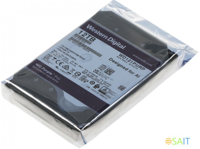 Жесткий диск WD SATA-III 12TB WD121PURP Surveillance Purple Pro (7200rpm) 256Mb 3.5"