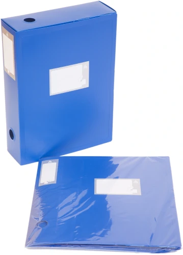 Короб архивный вырубная застежка Бюрократ -BA100/08BLUE пластик 0.8мм корешок 100мм 330x245мм синий