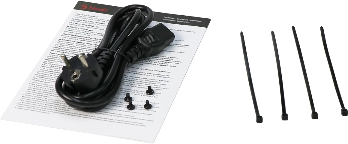 Блок питания Bloody ATX 750W BD-PS750G 80+ gold (20+4pin) APFC 120mm fan color LED 6xSATA Cab Manag RTL