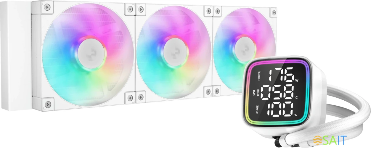 Система водяного охлаждения Deepcool LD360 ARGB Soc-AM5/AM4/1200/1700/1851 белый 4-pin 38.71dB Al LCD 1786gr Ret (R-LD360-WHDMMN-G-1)