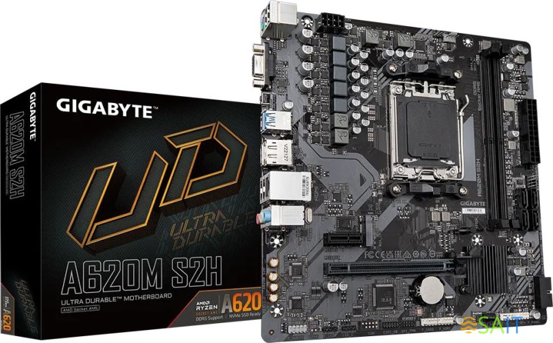 Материнская плата Gigabyte A620M S2H SocketAM5 AMD A620 mATX AC`97 8ch(7.1) GbLAN RAID+VGA+HDMI+DP