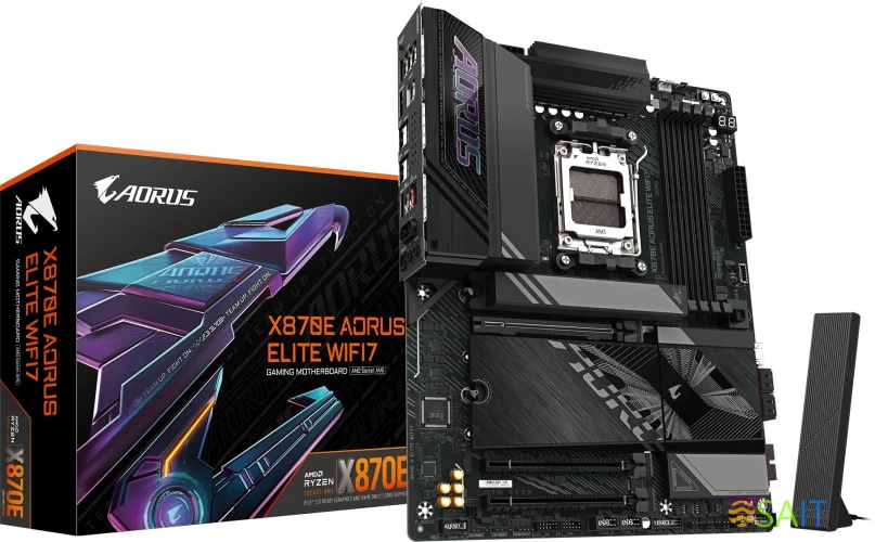 Материнская плата Gigabyte X870E A ELITE WIFI7 SocketAM5 AMD X870E 4xDDR5 ATX AC`97 8ch(7.1) 2.5Gg RAID+HDMI
