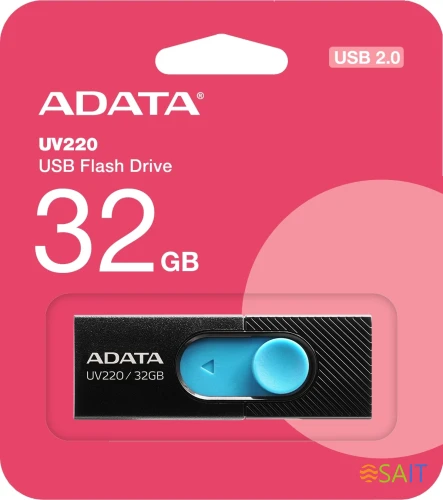 Флеш Диск A-Data 32Gb UV220 AUV220-32G-RBKBL USB2.0 черный/синий