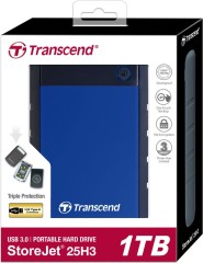 Жесткий диск Transcend USB 3.0 1Tb TS1TSJ25H3B StoreJet 25H3 (5400rpm) 2.5" синий