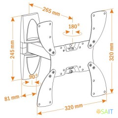 Кронштейн для телевизора Holder LCDS-5020 белый 22"-42" макс.30кг настенный поворот и наклон