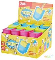 Точилка для карандашей ручная Deli ER00200 PoP 1 отверстие пластик ассорти дисплей