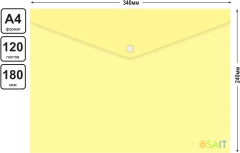 Конверт на кнопке Бюрократ Pastel PKPASTA4-5 A4 гориз. пластик 0.18мм ассорти (упак.:5шт)