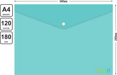 Конверт на кнопке Бюрократ Pastel PKPASTA4-5 A4 гориз. пластик 0.18мм ассорти (упак.:5шт)