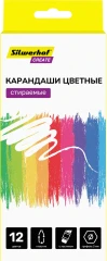 Карандаши цв. Silwerhof Create 3мм шестигран. пластик ассорти 12цв. коробка/европод. ластик