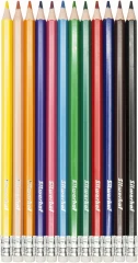 Карандаши цв. Silwerhof Create 3мм шестигран. пластик ассорти 12цв. коробка/европод. ластик