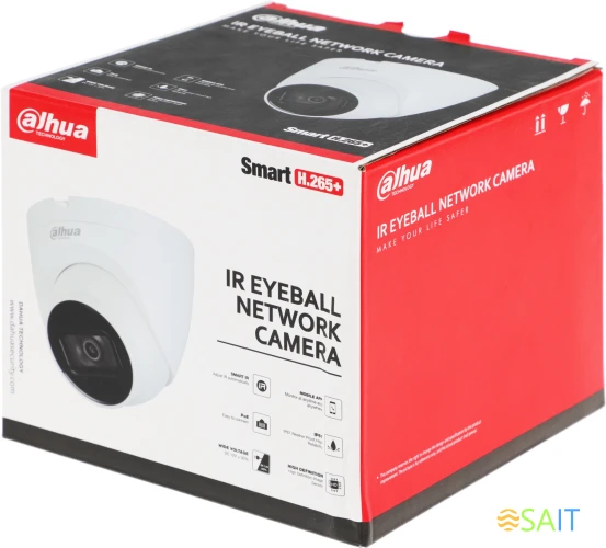 Камера видеонаблюдения IP Dahua DH-IPC-HDW2230T-AS-0360B-S2(QH3) 3.6-3.6мм цв. корп.:белый (DH-IPC-HDW2230TP-AS-0360B-S2)