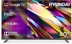 Телевизор LED Hyundai 40" H-LED40BS5011 Google TV Frameless Metal черный FULL HD 60Hz DVB-T DVB-T2 DVB-C DVB-S DVB-S2 USB WiFi Smart TV