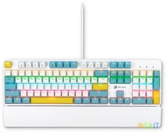 Клавиатура Оклик K951X механическая белый USB Multimedia LED (подставка для запястий) (1901079)