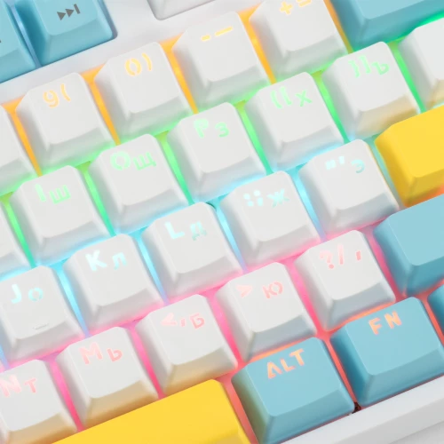 Клавиатура Оклик K951X механическая белый USB Multimedia LED (подставка для запястий) (1901079)