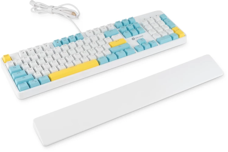 Клавиатура Оклик K951X механическая белый USB Multimedia LED (подставка для запястий) (1901079)