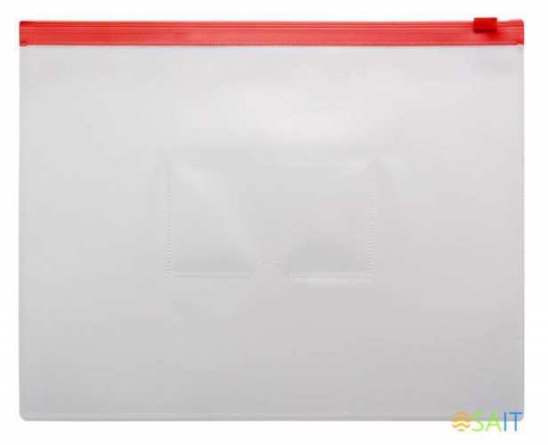 Папка на молнии ZIP Бюрократ -BPM5ARED A5 полипропилен 0.15мм карм.для визит. цвет молнии красный