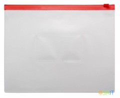 Папка на молнии ZIP Бюрократ -BPM5ARED A5 полипропилен 0.15мм карм.для визит. цвет молнии красный