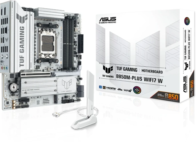 Материнская плата Asus TUF GAMING B850M-PLUS WIFI7 W Socket AM5 AMD B850 4xDDR5 mATX AC`97 8ch(7.1) 2.5Gg RAID+HDMI+DP