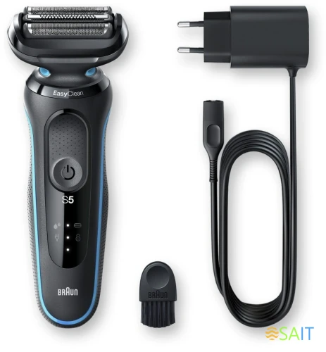 Бритва сетчатая Braun Series 5 50-M1000s реж.эл.:3 питан.:аккум. черный/синий