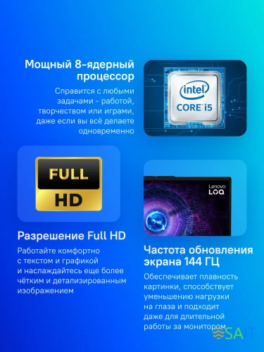 Ноутбук Lenovo LOQ 15IAX9E Core i5 12450HX 16Gb SSD512Gb NVIDIA GeForce RTX 2050 4Gb 15.6" IPS FHD (1920x1080) без ОС grey WiFi BT Cam (83LK005GUE)