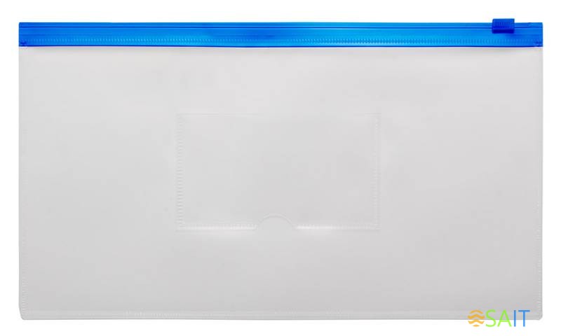 Папка на молнии ZIP Бюрократ -BPM6ABLUE полипропилен 0.15мм карм.для визит. цвет молнии синий Travel формат