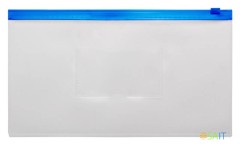 Папка на молнии ZIP Бюрократ -BPM6ABLUE полипропилен 0.15мм карм.для визит. цвет молнии синий Travel формат