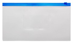 Папка на молнии ZIP Бюрократ -BPM6ABLUE полипропилен 0.15мм карм.для визит. цвет молнии синий Travel формат